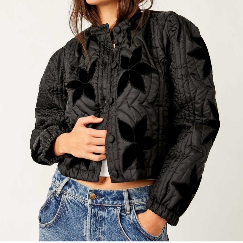 NWT Free People Black Quilted Jacket